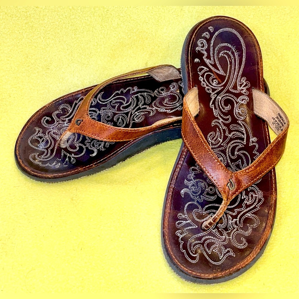 OLUKAI Paniolo Leather Sandals Women’s US 9 EU 39   Great Condition